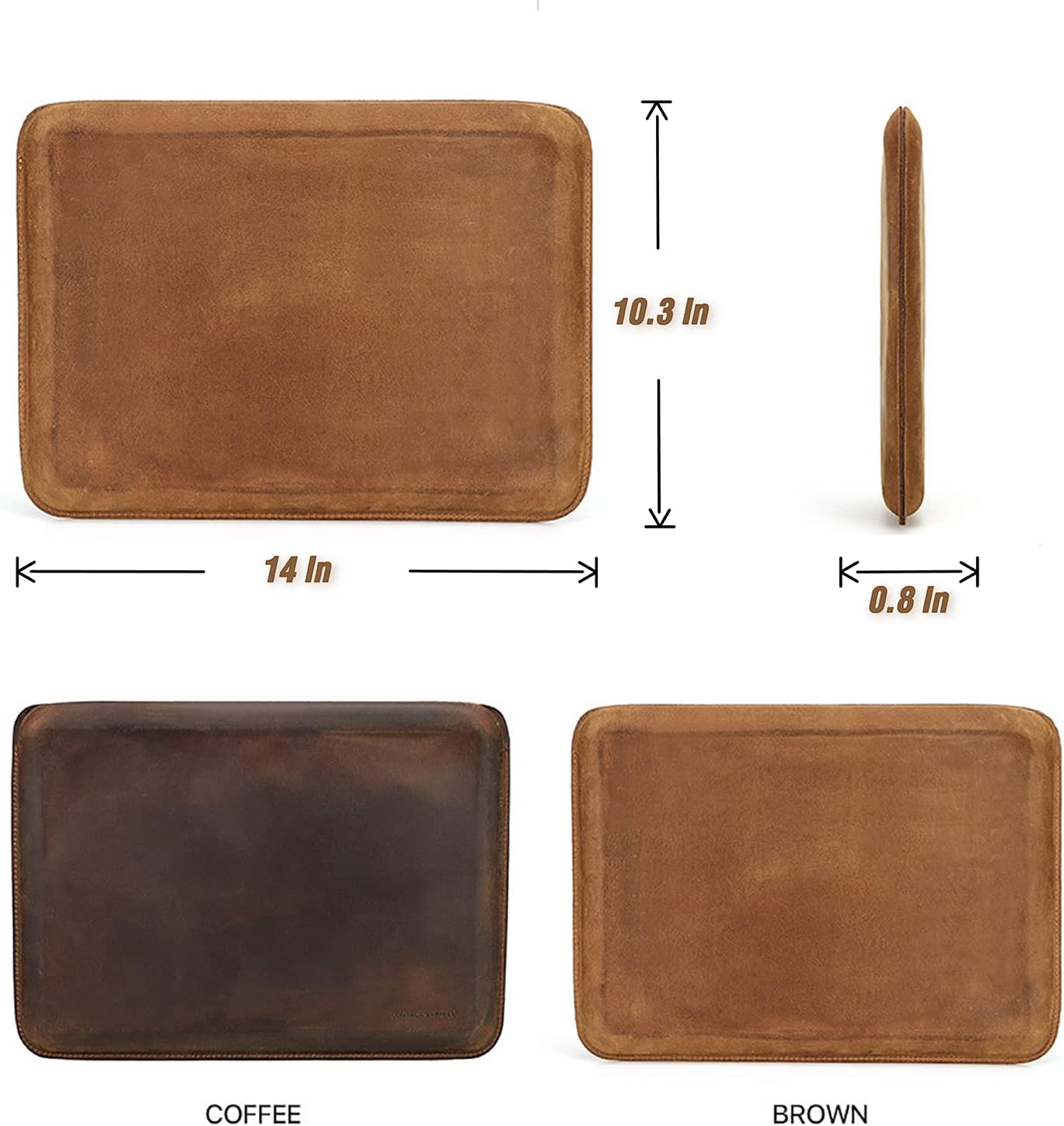 Top Grain Leather 14.2" Laptop Sleeve Case, Fit Design, Compatible with MacBook Air 13" M2 A2681 M1 A2337 A2179 A1932/Pro 13" M2 A2338 A2251 A2289 A2159 A1989 A1706 A1708, Coffee 14.2 Inch - Image 4