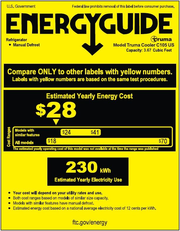 Miniatura 7 de Truma Cooler C105 Compressor Cooler (28 galones105 Ltr) zona única  Refrigerador portátil o congelador para automóvil, camping, viajes  CC 1224 V,