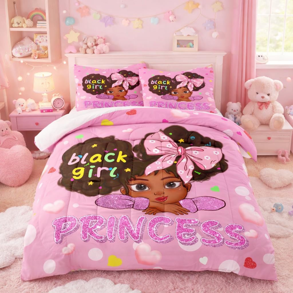 Jiospet Black Girl Comforter Set Queen