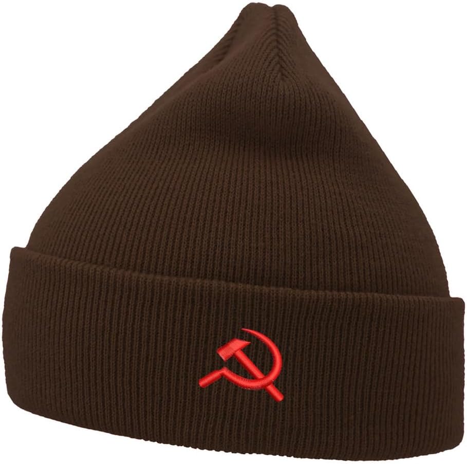 Mens Beanie Knit Hats CCCP Communist Flag Embroidered Unisex Casual Beanies Hats for Winter