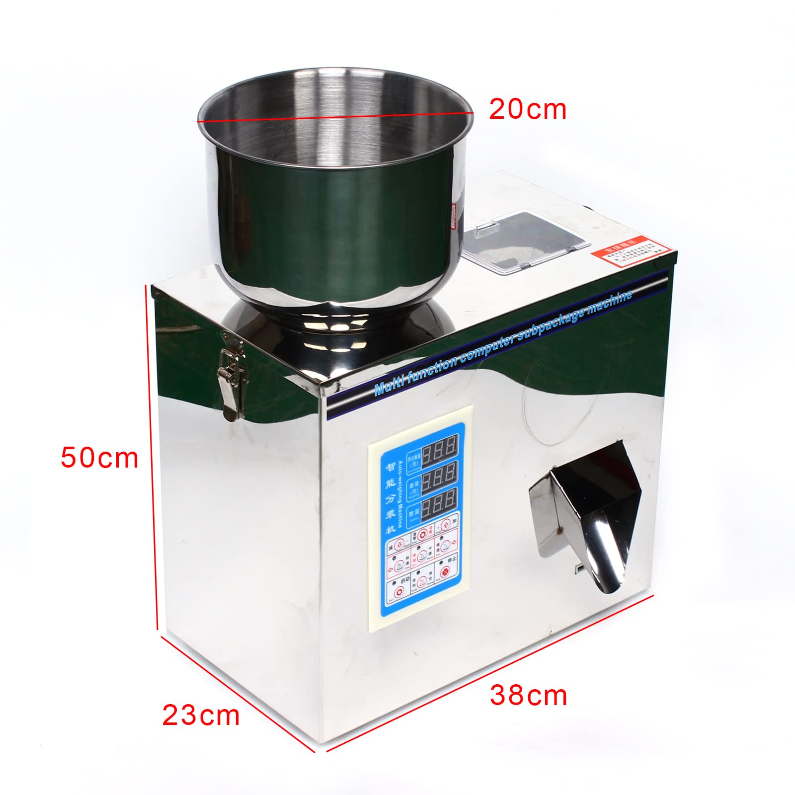 Pulverfüllmaschine Wiegen Abfüllmaschine 1-50g Pulver Granulat Abfüllmaschine Füllstoff Wiegen Tee Samen Getreide, 50W Edelstahl Food Filling Machine