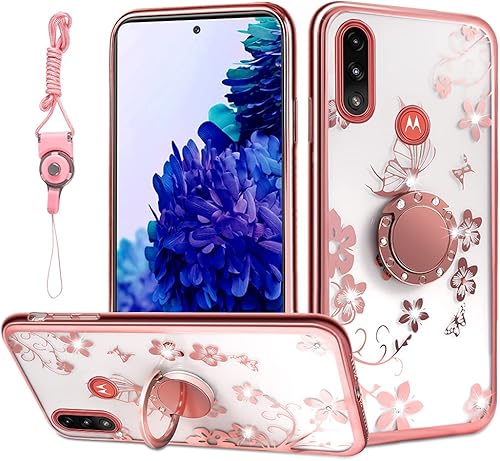 Para Moto E7 2020 caso,E2020 caso lindo anillo soporte con chispeante perla cubierta para niñas y mujeres con diamante giratorio soporte plateado Para Moto E7 2020 caso,E2020 caso lindo anillo soporte con chispeante perla cubierta para niñas y mujeres con diamante giratorio soporte plateado