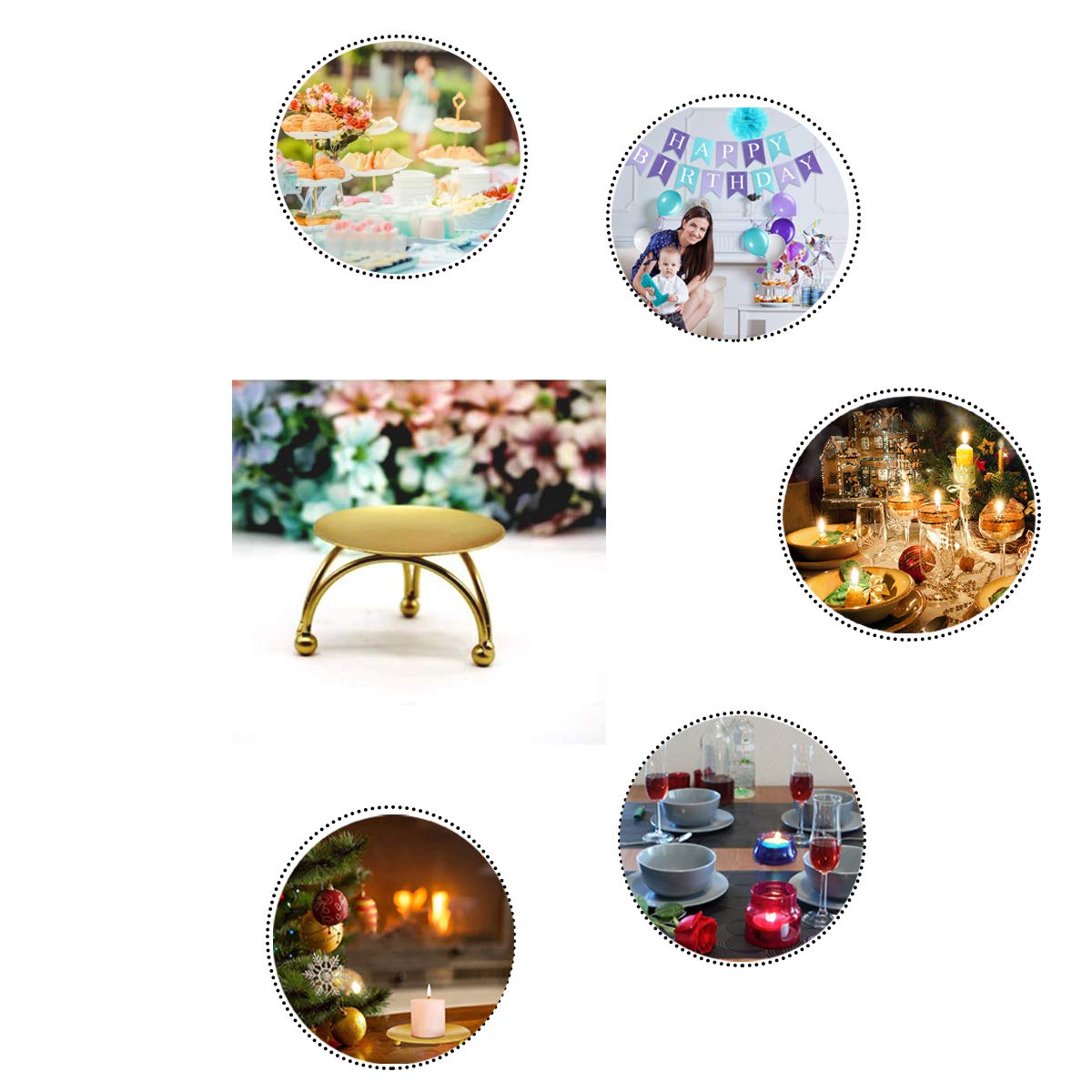 Candelabro Vintage In Metallo Dorato - 4 Pezzi, Supporto Per Candele E Incensi - Foto 6