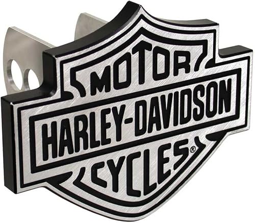 Harley-Davidson Tapa de enchufe de barra y escudo plateado, 1-14 pulgadas con soportes de 2 pulgadas