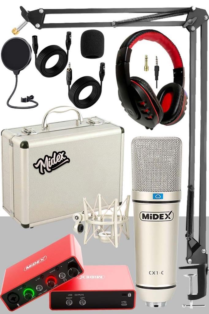 Midex Stüdyo Kayıt Seti - GLX-700 Ses Kartı + CX1-C Mikrofon + Kulaklık