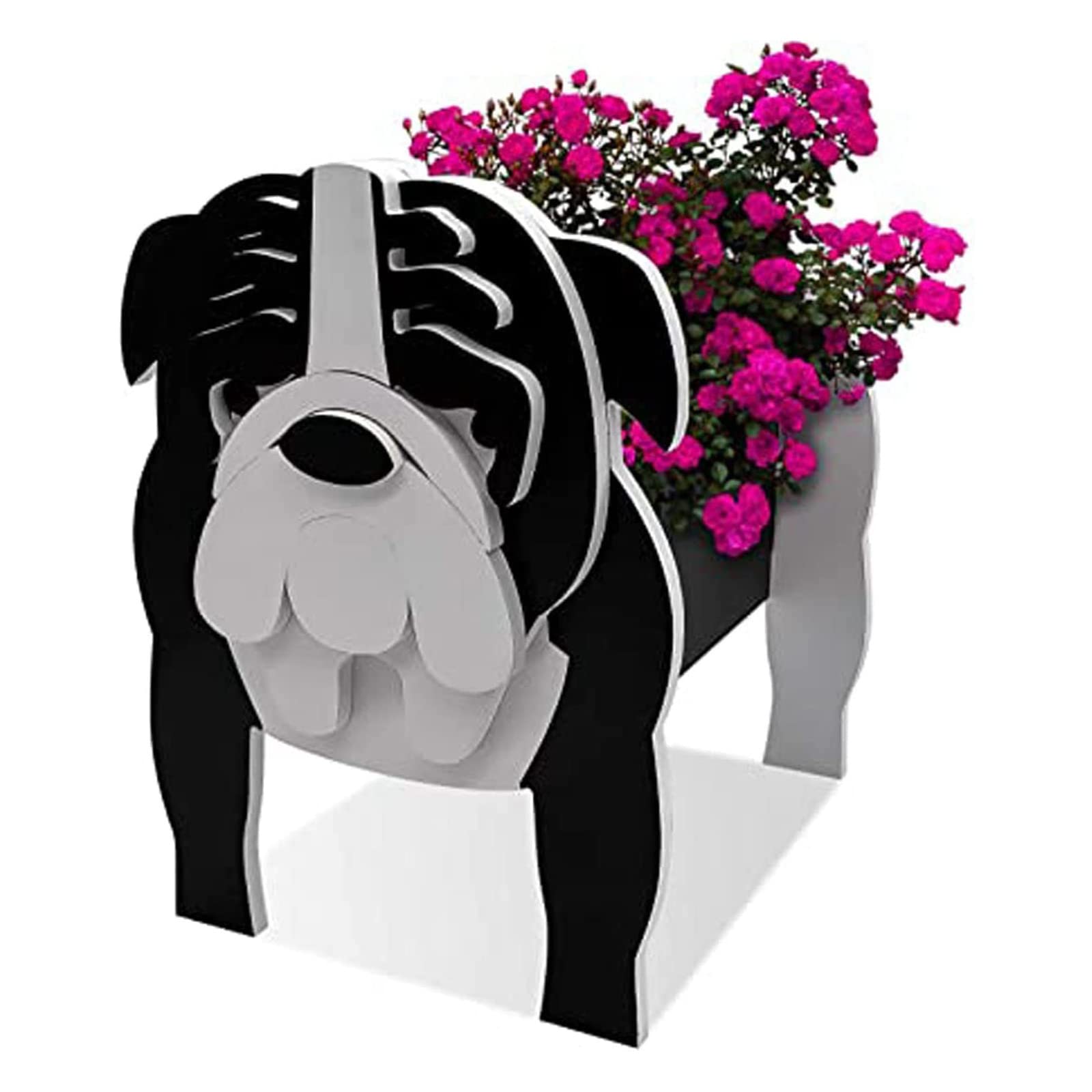 EIMOPE Creative Dog Planter Plant, Animal Plant Pots Garden Planters for Succulent, Small Gifts Planter, Storage Containers PVC, Rectangular Flower Decor Outdoor Indoor English Bulldog Black, 34X24cm — image 1