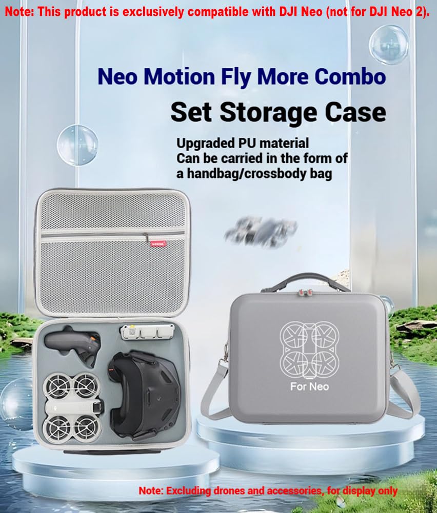 Twarda torba do przenoszenia DJI Neo Motion Fly More Combo, do przechowywania gogli N3, RC Motion 3, śmigła i akcesoriów dwukierunkowych do ładowania, szary, Twarda obudowa do DJI Neo Motion Fly More