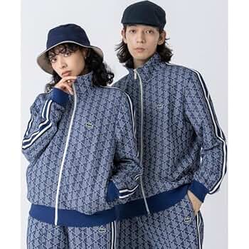 「超美品」LACOSTEモノグラムトラックジャケット黒USM ラコステ LACOSTE モノグラムジャカードトラックジャケット