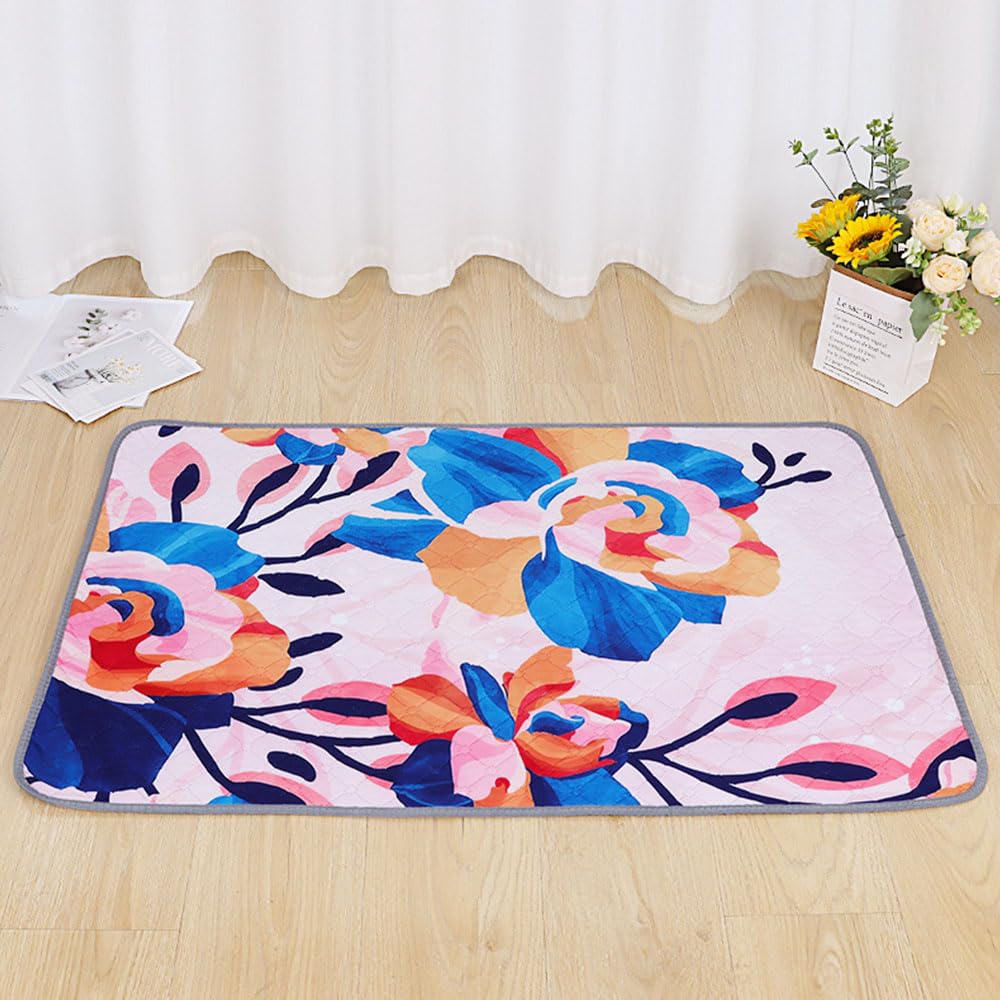 Chickwin Reusable Puppy Pads, Absorbent Puppy Flower Print Training Pads Washable Dog Training Pads, Non-Slip Large Pee Pads Dogs for Travel, Car, Home (45x60cm(2Pack),Watercolor)