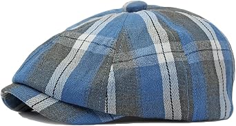 Mens Plaid Newsboy Cap Scally Newsies Ivy Cabbie Golf Hat