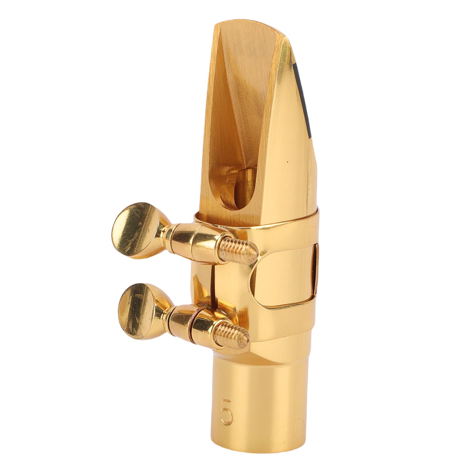 Luqeeg Tapa de la Boquilla de Saxofón Soprano, Boquilla de Saxo Bb de Metal de Latón con Tapa y Abrazadera, Mejora del Sonido y Estabilidad Optimizada para Estudiantes Principiantes