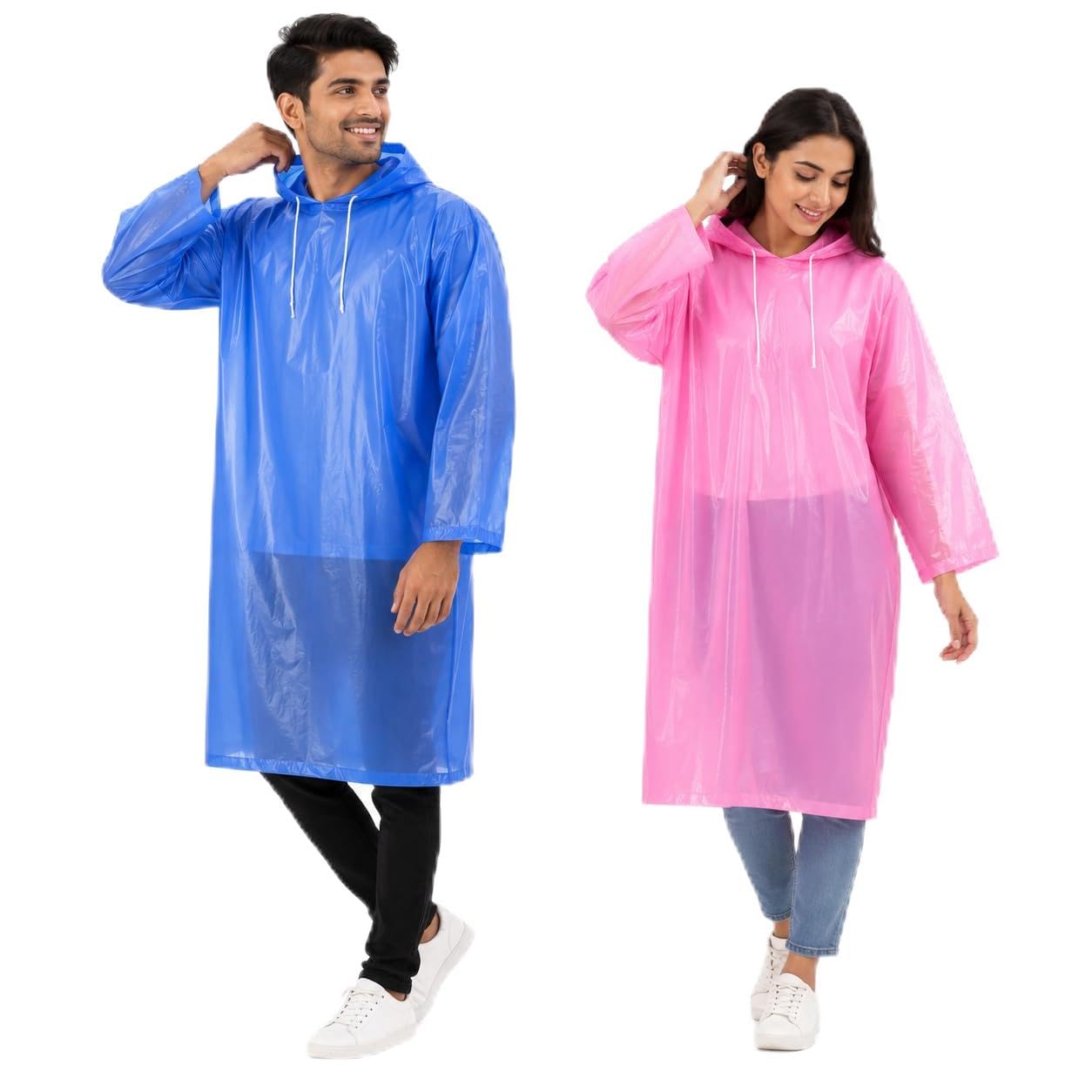 Unisex Outdoor Rain Poncho for Couples, Waterproof Full Sleeves Hooded Rainwear, Poncho for Camping, Hiking, Travelling (2 Pair for Couple) Combo Raincoat for Couples-image-6