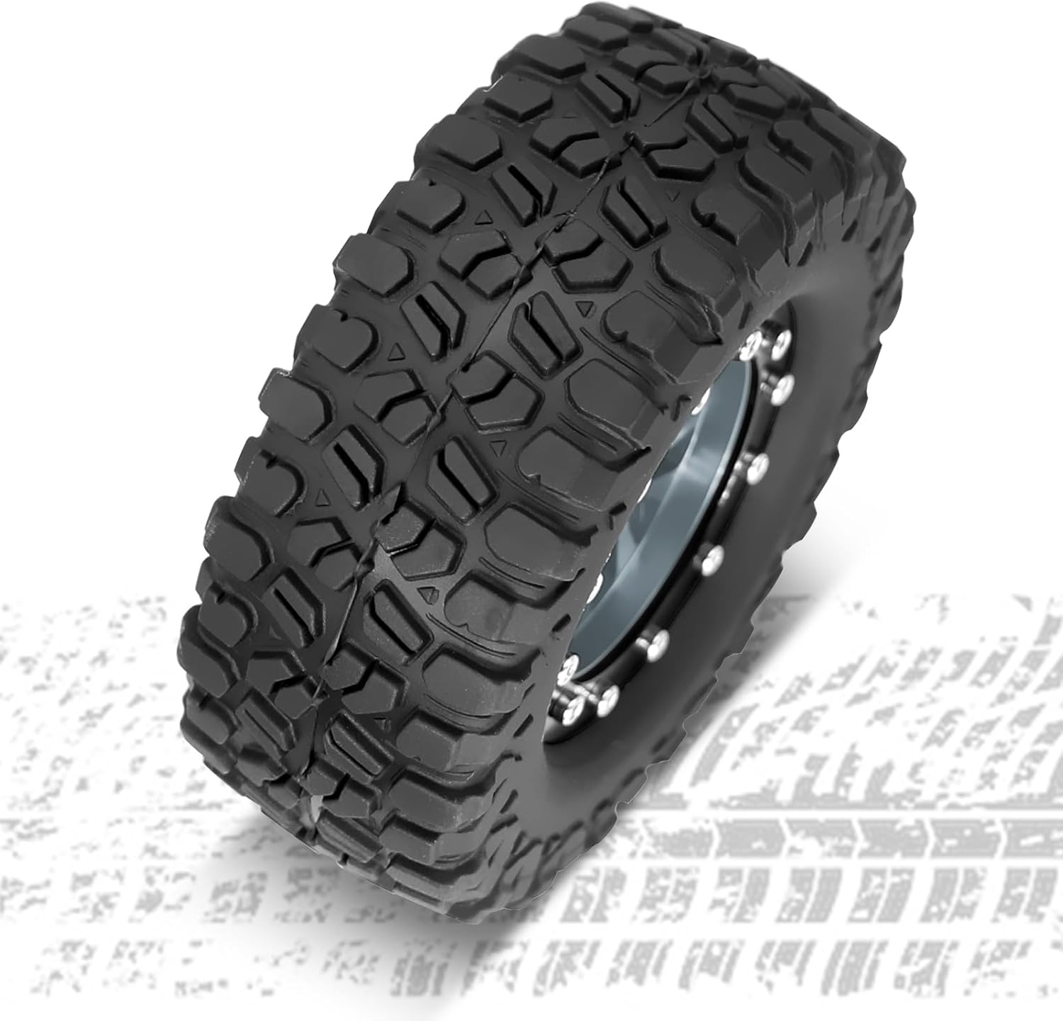 OGRC 1.3" Wheel Tires Super Soft and Sticky Tires RC Crawler Tires with Aluminum Wheels for TRX4M SCX24 1/18 1/24 RC Crawler Car - 66 * 25mm (B-Titanium)