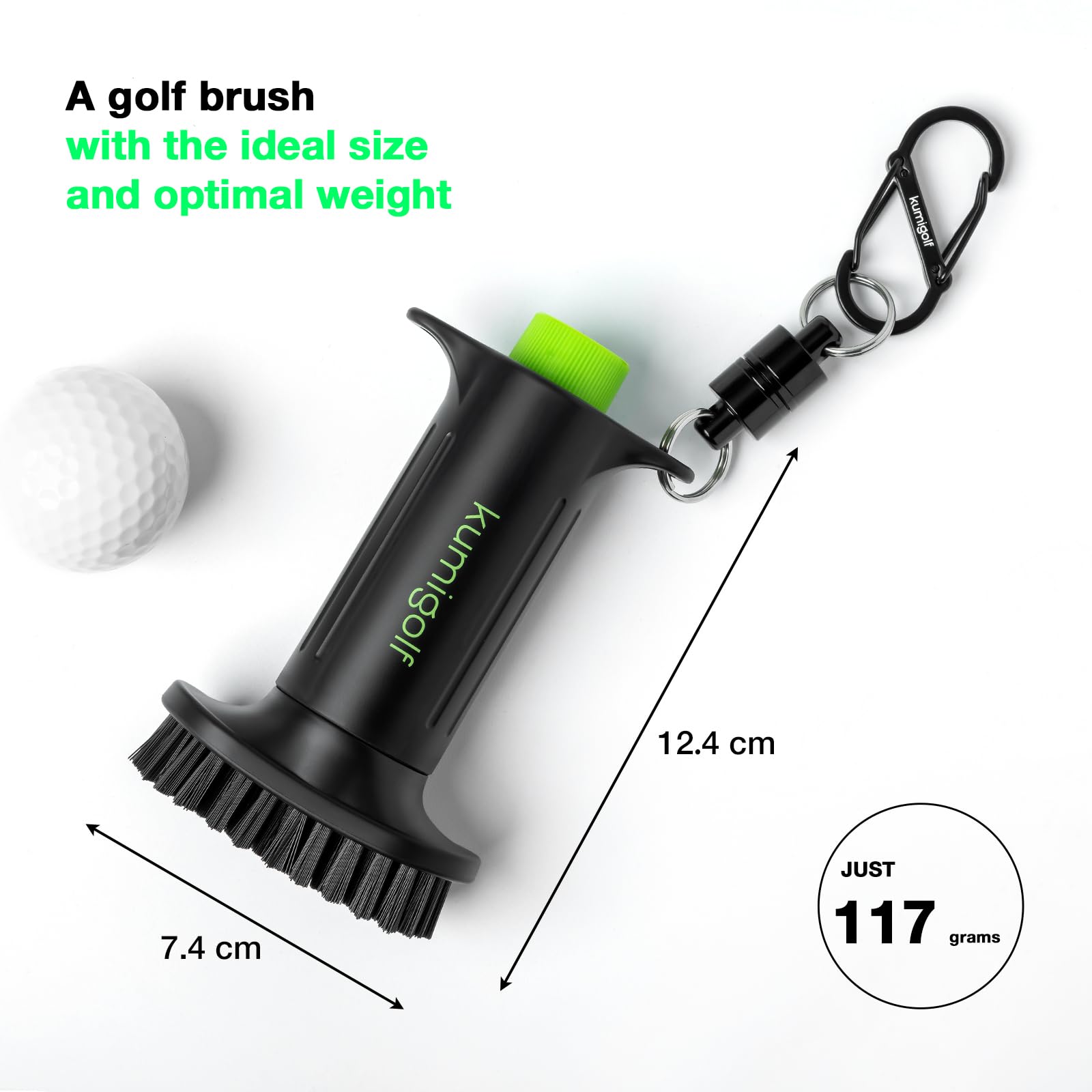 Spazzola d'acqua H3, funzione spray e clip magnetiche, spazzola per mazza da golf e golf club, setole in nylon di alta qualità e resistenti per superfici racchette, scanalature