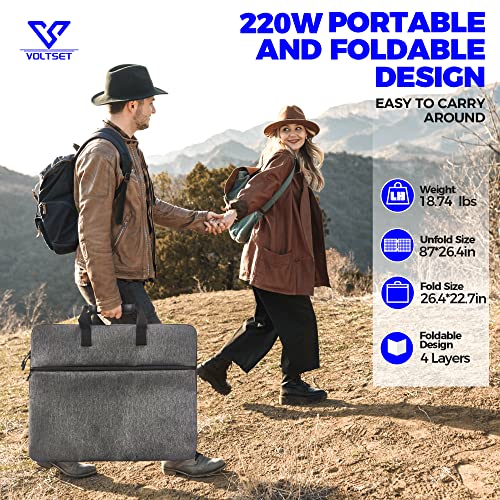 Voltset 220W Portable Solar Panels, Foldable Solar Panel Charger Of Etfe 23.5% High Efficiency With Adjustable Kickstand, Waterproof Ip68 For Mobile Power Station Rv Camping Off Grid #TOP4