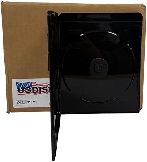 USDISC Blu-ray Cases Slimline 7mm, Single 1 Disc, Glossy Black, Pack of 200