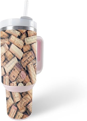 Vista 35 de MightySkins - Funda de fibra de carbono compatible con vaso Stanley The Quencher H2.0 FlowState de 40 onzas, algodón de azúcar, acabado de fibra