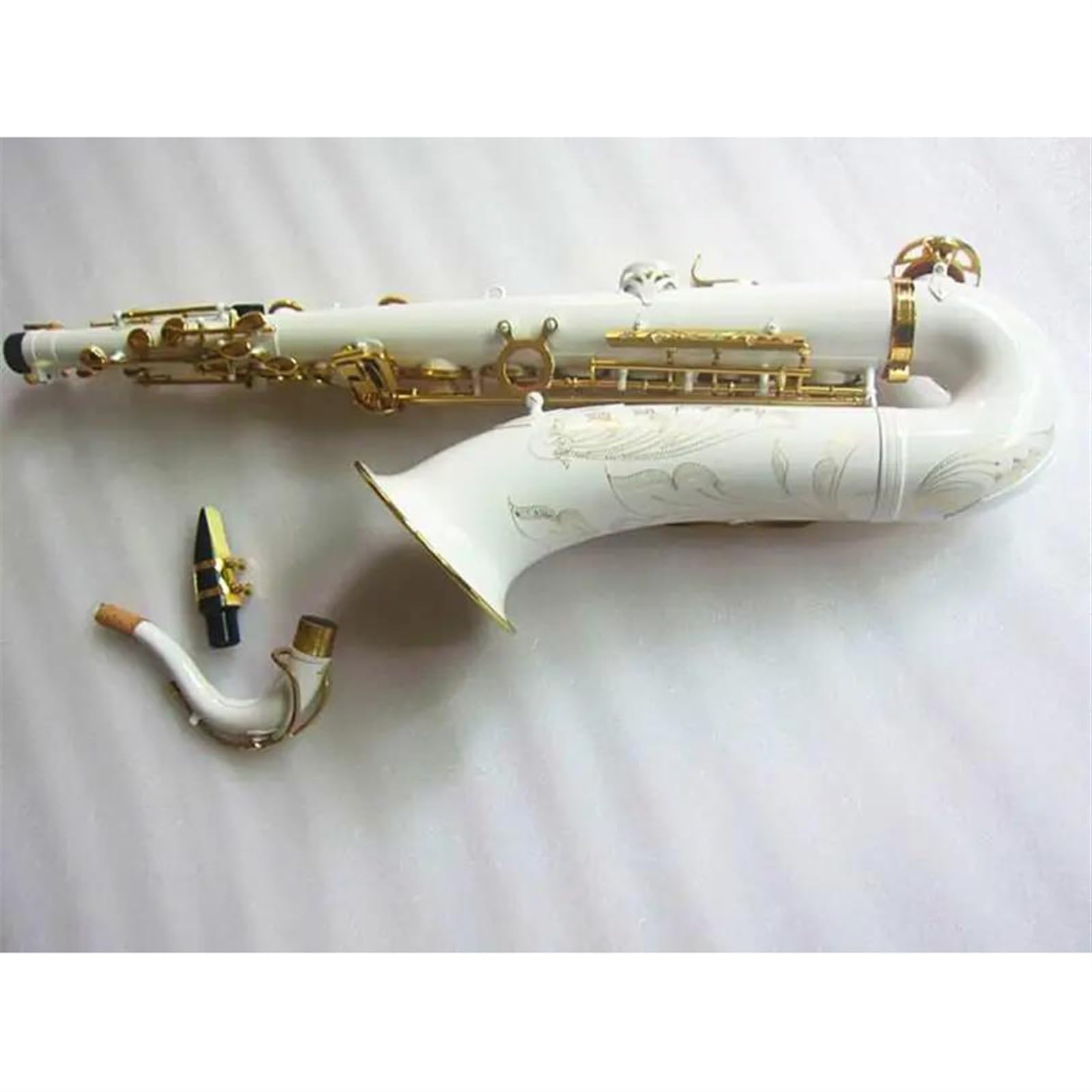 Saksofon Saksofon Tenorowy Bb Mosiężny Biały Saksofon Tenorowy Profesjonalny Instrument Muzyczny Z Ustnikiem W Obudowie