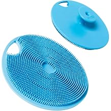 Boie USA Body Scrubber with Handle - Hygienic, Exfoliating Loofah Alternative - Feels Like Silicone Scrubber Gentle on Sensitive Skin, Hypoallergenic, BPA & Latex-Free, Made in the USA Blue