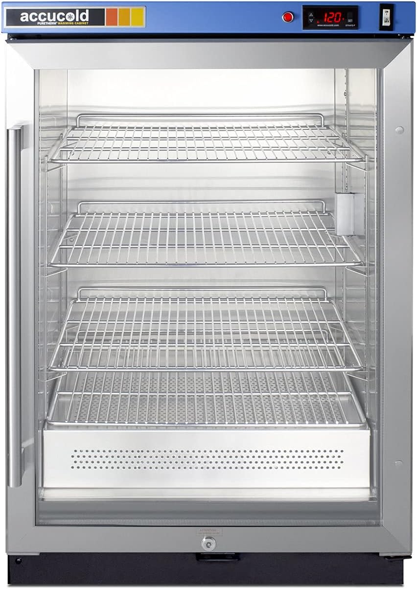 Summit Appliance PTHC65G Single Chamber Passive Heating Blanket Warmer with Glass Door, Stainless Steel Interior, Digital Thermostat, Silent Operation, Stainless Steel Cabinet and Lock