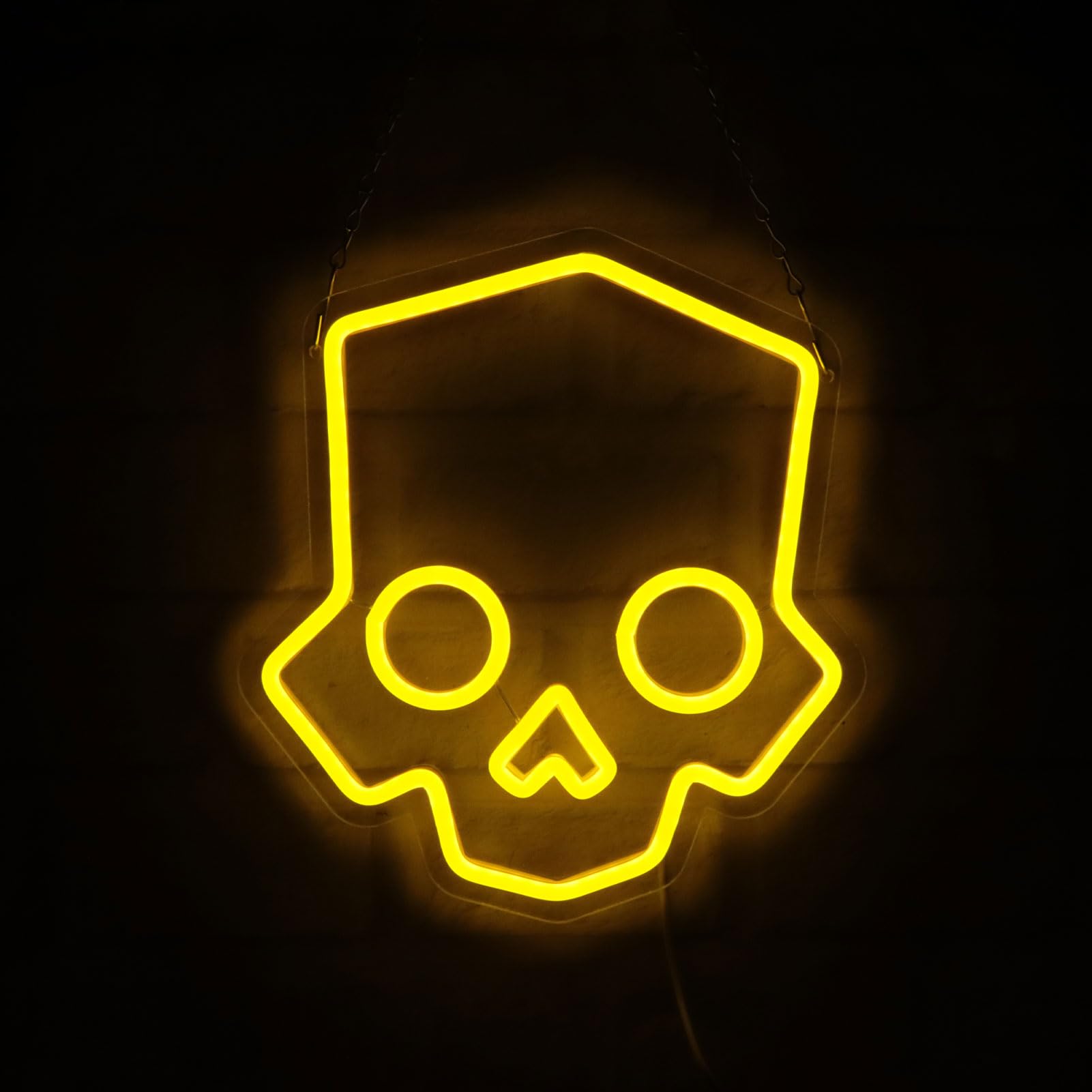 Tiabuy Skull Neon Sign Hero Diver Neon Lights for Game Room Decor, Man Cave Yellow Skeleton Skull Led Neon Light Bar Decor Perfect for Halloween Party,LED Lights with Dimmable Switch 11 * 12 INCH