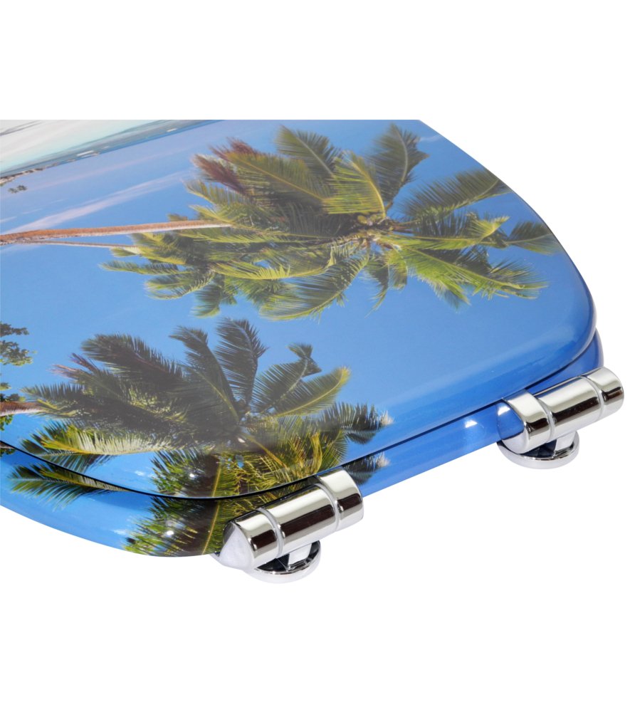 Sanilo Abattant WC frein de chute, Grande sélection de lunettes de toilette avec abaissement automatique, Fixation facile (Caraïbes)