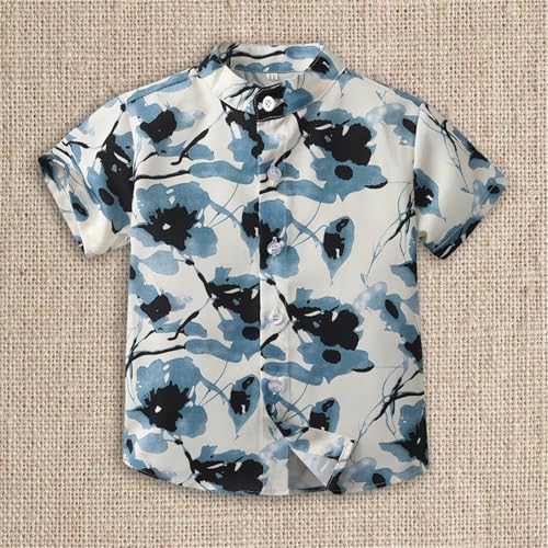 Kids Boys Girls Hawaiian Graphic Tee Toddler Baby Button Down Collared Shirts Short Sleeve Tropical Shirt Beach Outdoor Tops2