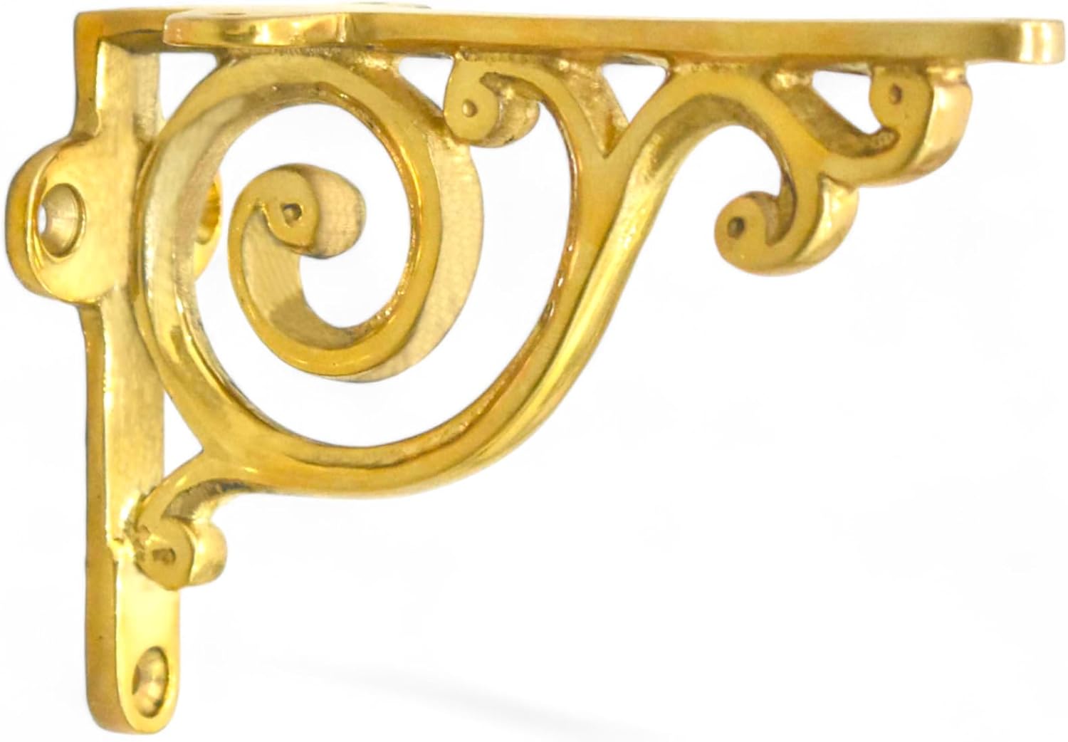 Ornate Victorian Bathroom Shelf Bracket Solid Brass Decorative Wall Mount Scroll Shelf Brackets 3x4 Inch 10cm Single Piece Vintage Hardware