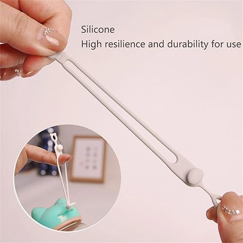 Miniatura 5 de 50Pcs Silicone Cable Ties Travel Cord Organizers Wrap Straps Elastic Silicone Ties Office Desk Cable Managements Travel Organizers