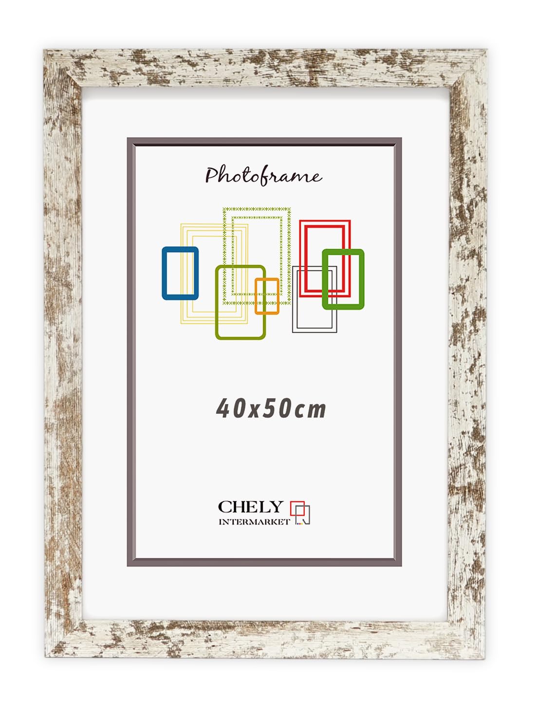 CHELY INTERMARKET Marco de Fotos 40x50cm (Vintage) MOD-204 Hecho de Madera, Ancho de moldura 3cm