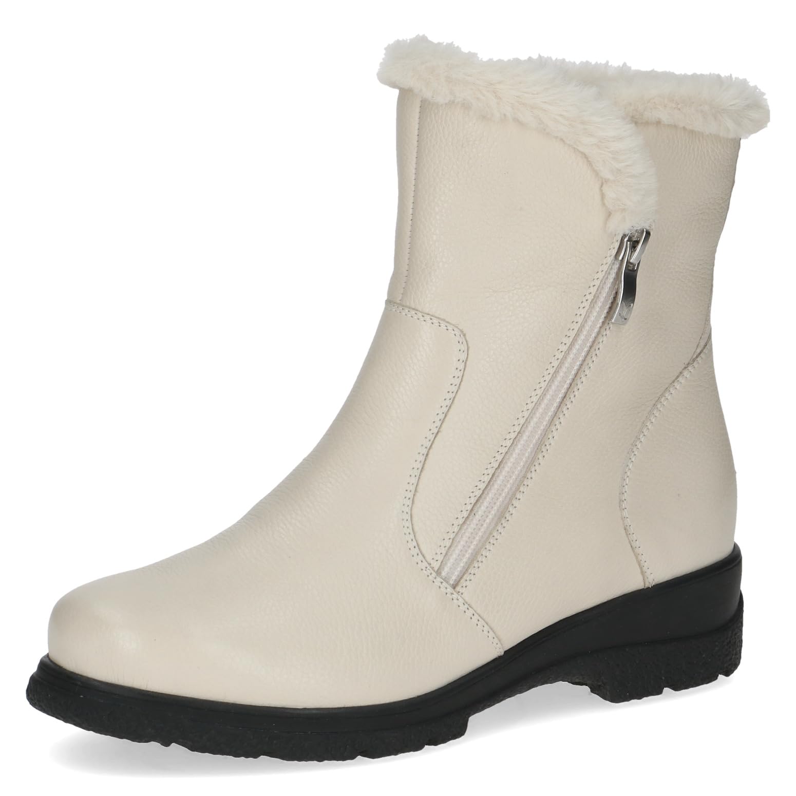 CAPRICE Comfort Women's flat winter boots with zipper lined, Beige (Ecru Nappa), 3.5 UK