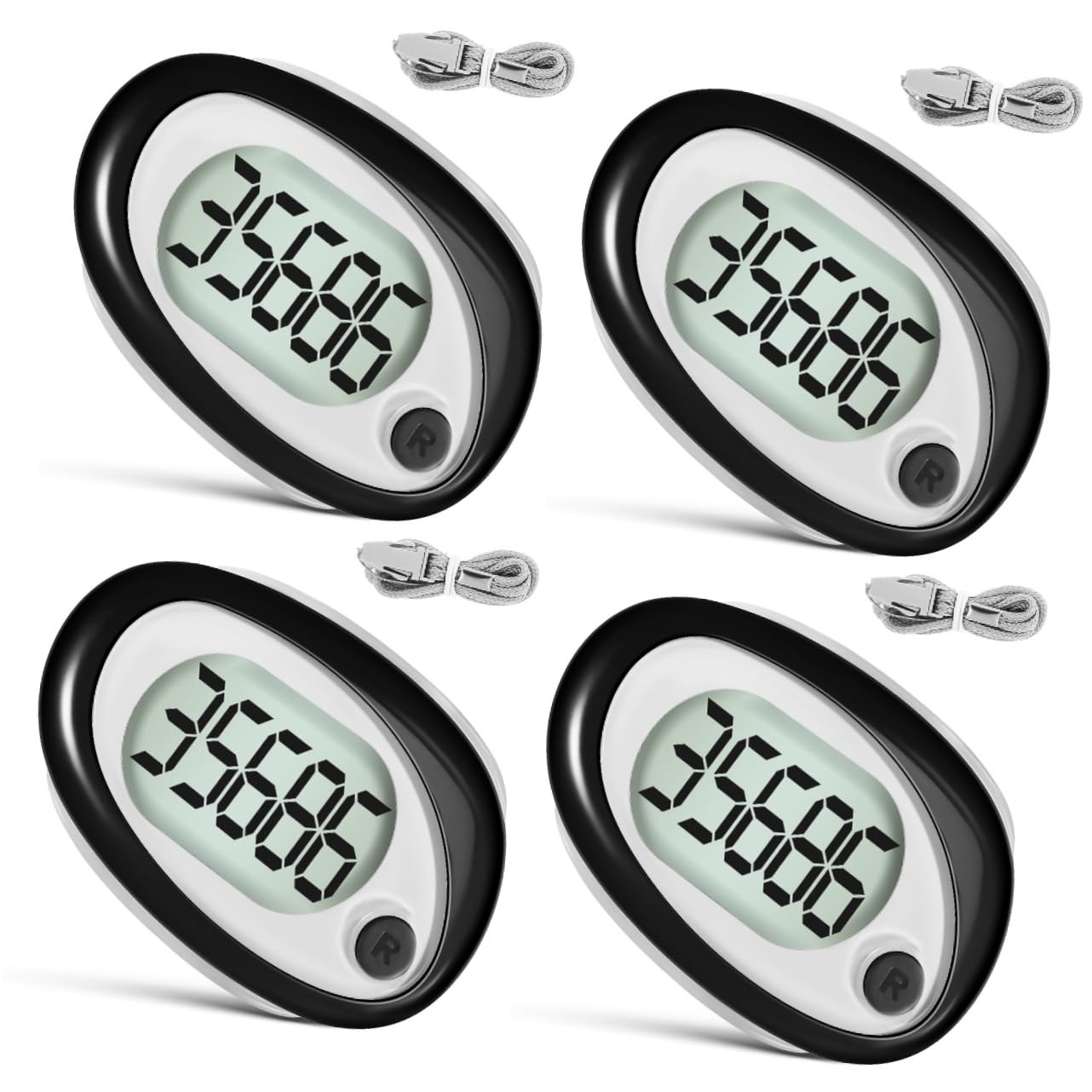 Toyvian 4piezas Podómetro Portátil y Silencioso con Clip y Cordón para Caminar Contador De Preciso para Exteriores para Adultos Mayores y Entusiastas del Fitness