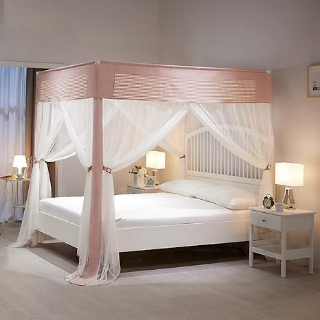Amazon Co Jp ヨーロピアンスタイル 暗号化 姫ベッドキャノピー 4 つのコーナー ポスト ベッド天蓋カーテン 3 つの開口部 子供の蚊帳 ベッド用の蚊帳 G 150x0cm 59x79inch Diy 工具 ガーデン