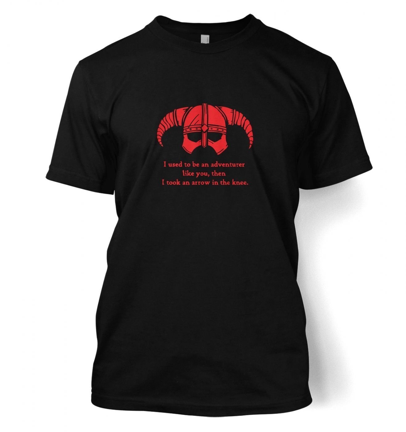 Arrow In The Knee (red Detail) T-shirt - Gamer Gaming Geeky Tshirt - Black