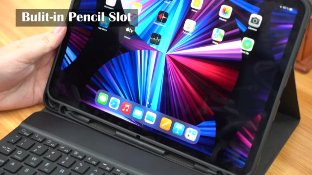 Custodia Con Tastiera Bluetooth Per IPad 10.2" - Compatibile Con Modelli 2017-2021, Layout IT QWERTY, Nero - Foto 13