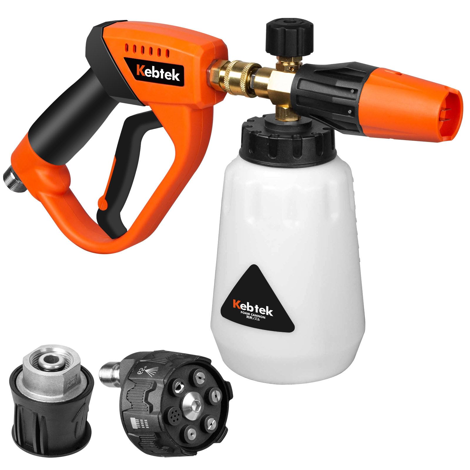 Kebtek Pistola Idropulitrice ad Alta Pressione 5200 PSI con Lancia Schiuma e 5 Ugelli a Spruzzo e Adattatore Compatible per Karcher K2-K7 (MRP-001-A)