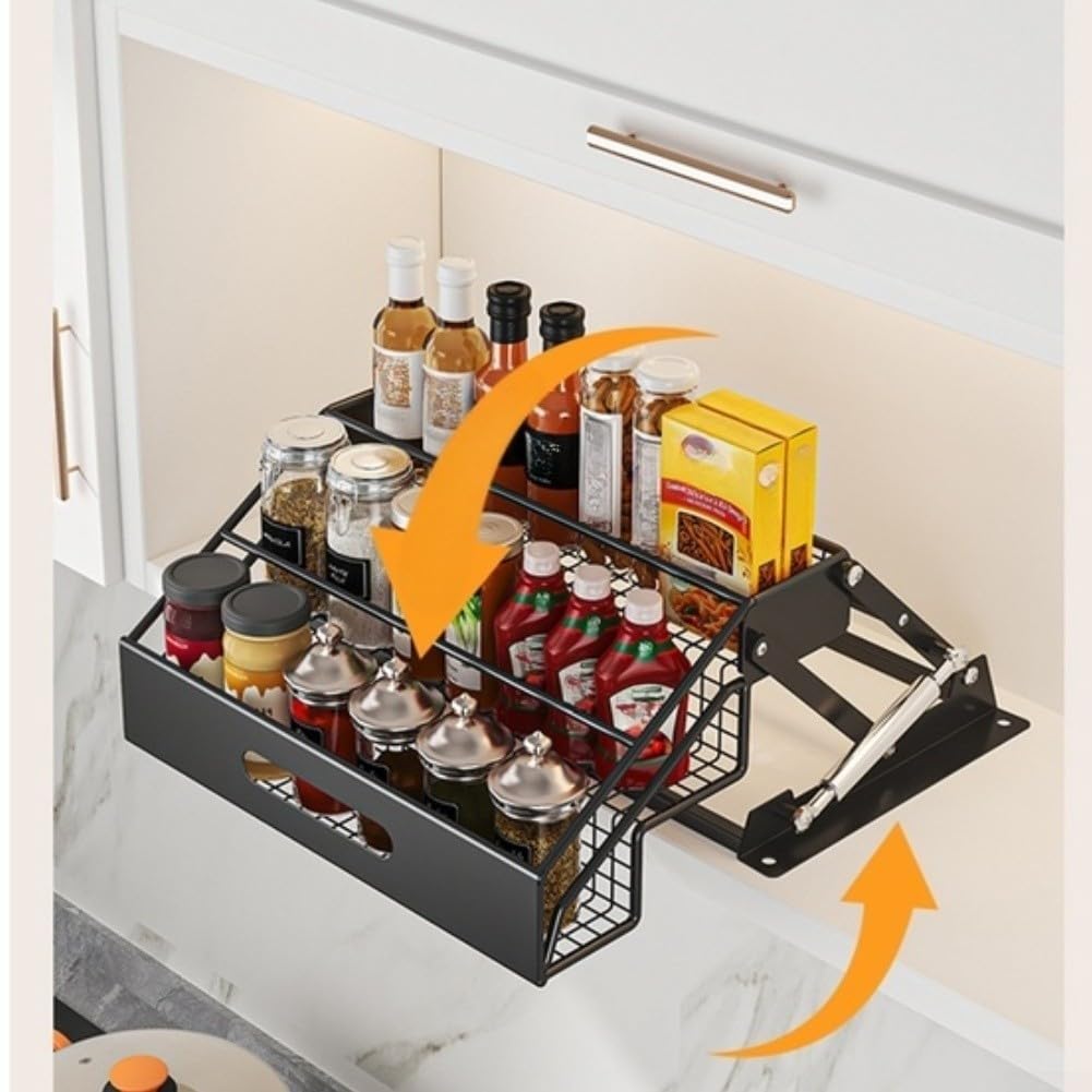 Organizer Cucina Estraibile 3 Livelli per scaffale Spezie Organizer(White)