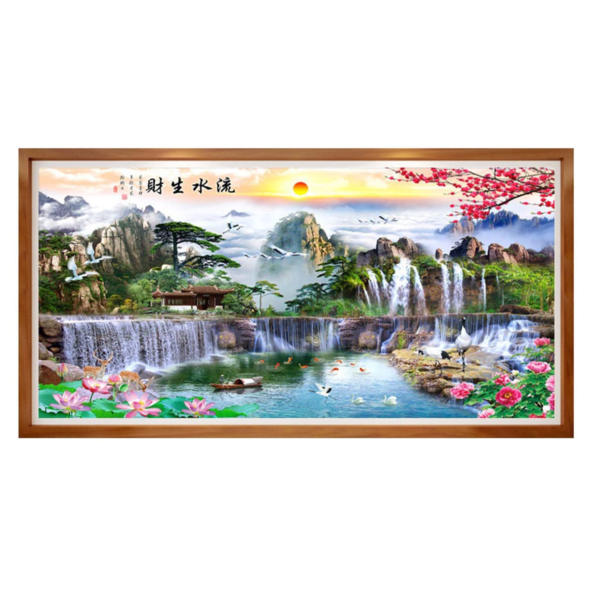 Instarry DIY 5D Broderie Diamant Grand Format Peinture de Paysage Chinois Decoration Murale Salon et Chambre 120x60 cm