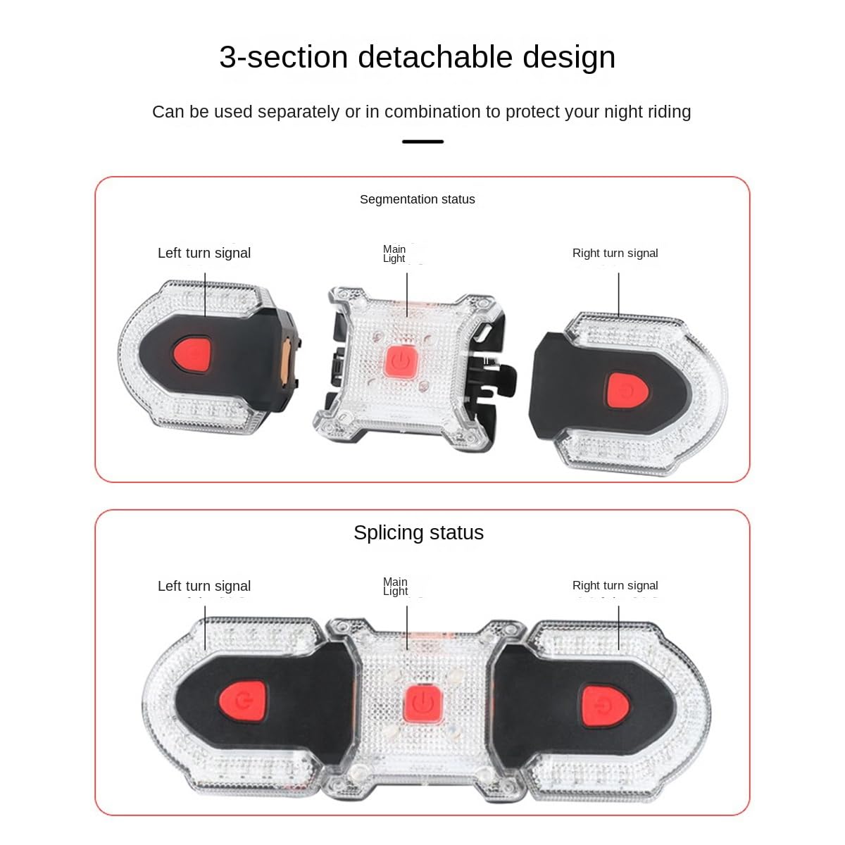 Luz de advertencia de seguridad delantera y trasera para bicicleta, control inalámbrico, luz intermitente para bicicleta, luz trasera recargable por USB