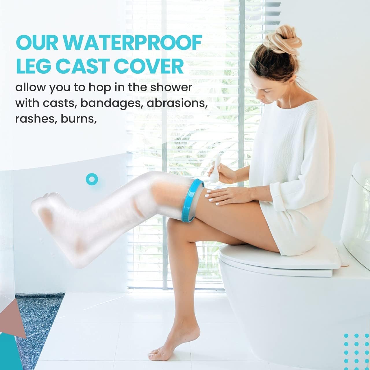 One-Day Sale: Up to 80% Off Wilsco Waterproof XL Leg Shower Covers ~ Cast Shower Covers for Leg ~ Cast Covers for Shower Leg ~ Over 40 Inches of Coverage
