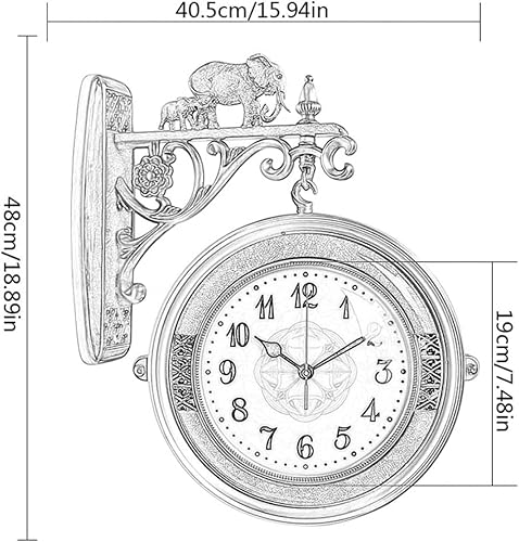 Miniatura 7 de Reloj antiguo de pared con luz de lujo de doble cara, reloj moderno y creativo, reloj de pared de movimiento silencioso para sala de estar, pasillo,