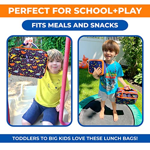 Dinosaur Lunch Box With For Boys With Ice Pack, Insulated Bag For Toddlers Kids Girls Baby Boy Daycare Pre-School Kindergarten, Container Boxes For Small Kid Snacks Lunches, Bpa Free, Blue Orange Dino #TOP4