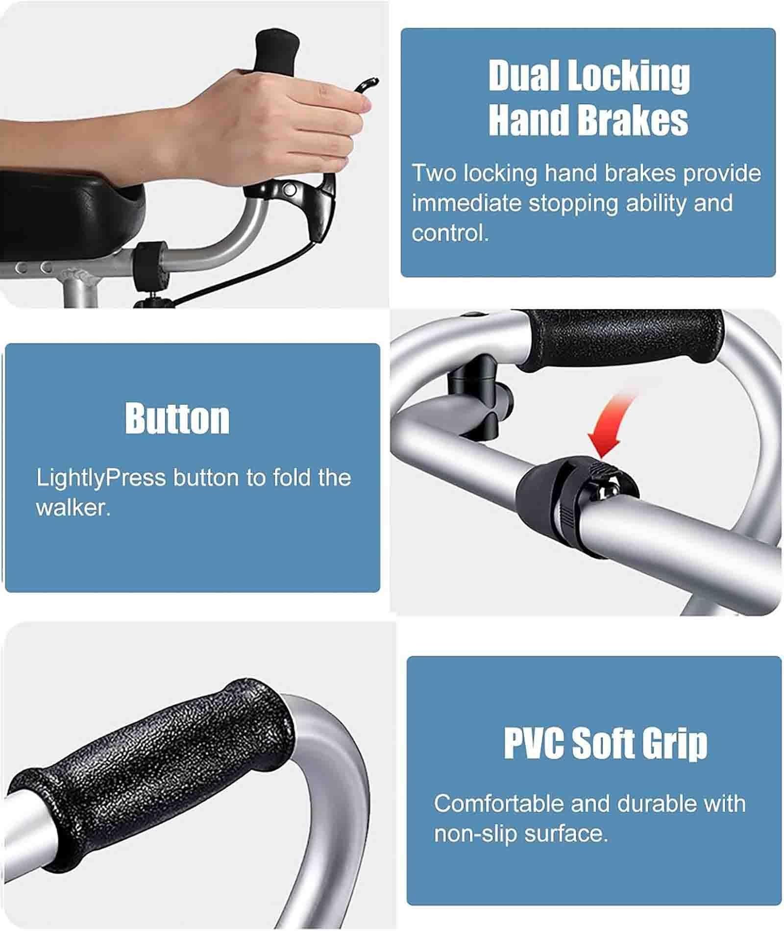 Składany chodzik z regulacją i podłokietnikami