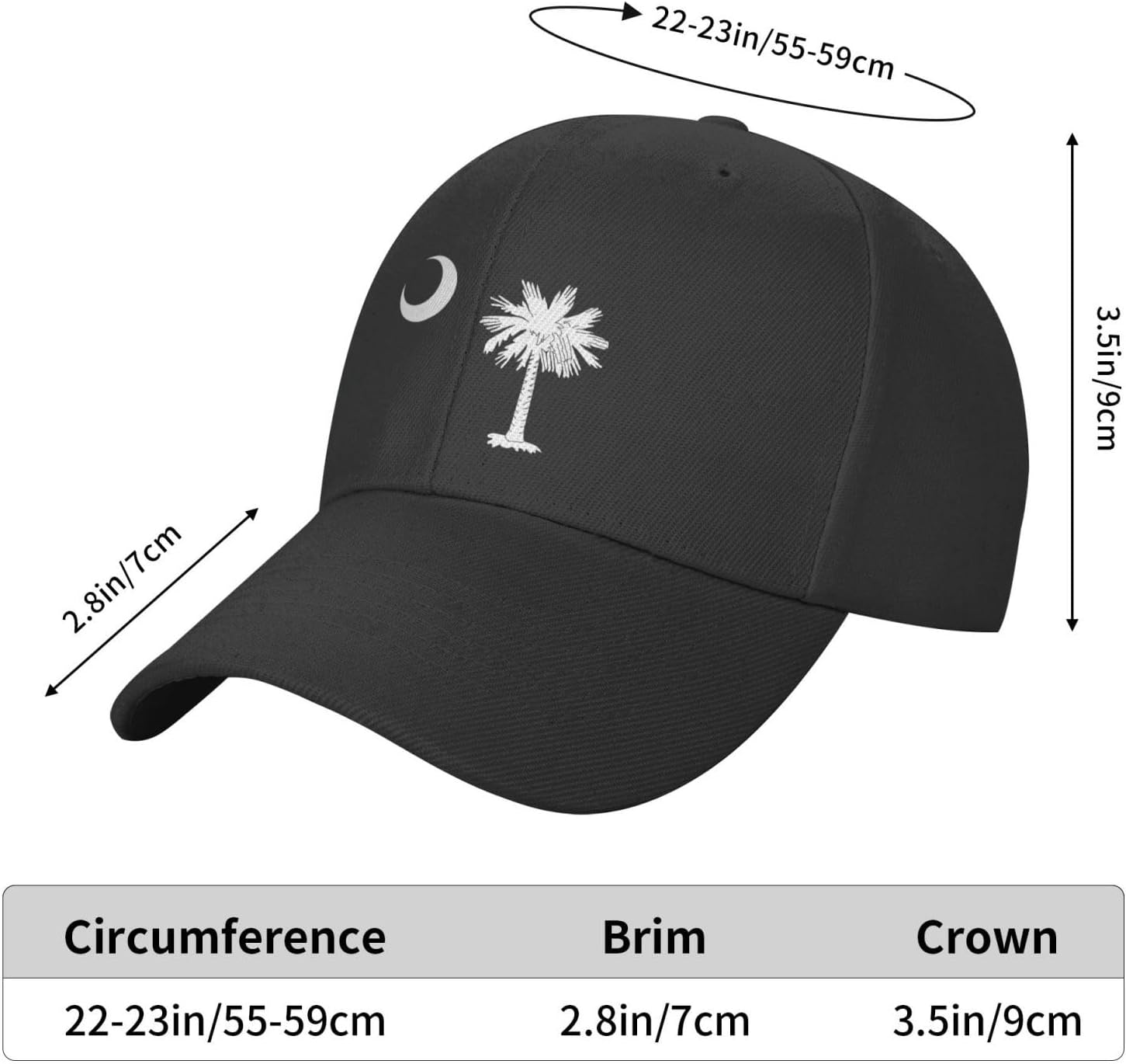 South Carolina Palmetto Trees Baseball Cap Fashion Adjustable Brim Peaked Cap for Men Women - Image 6
