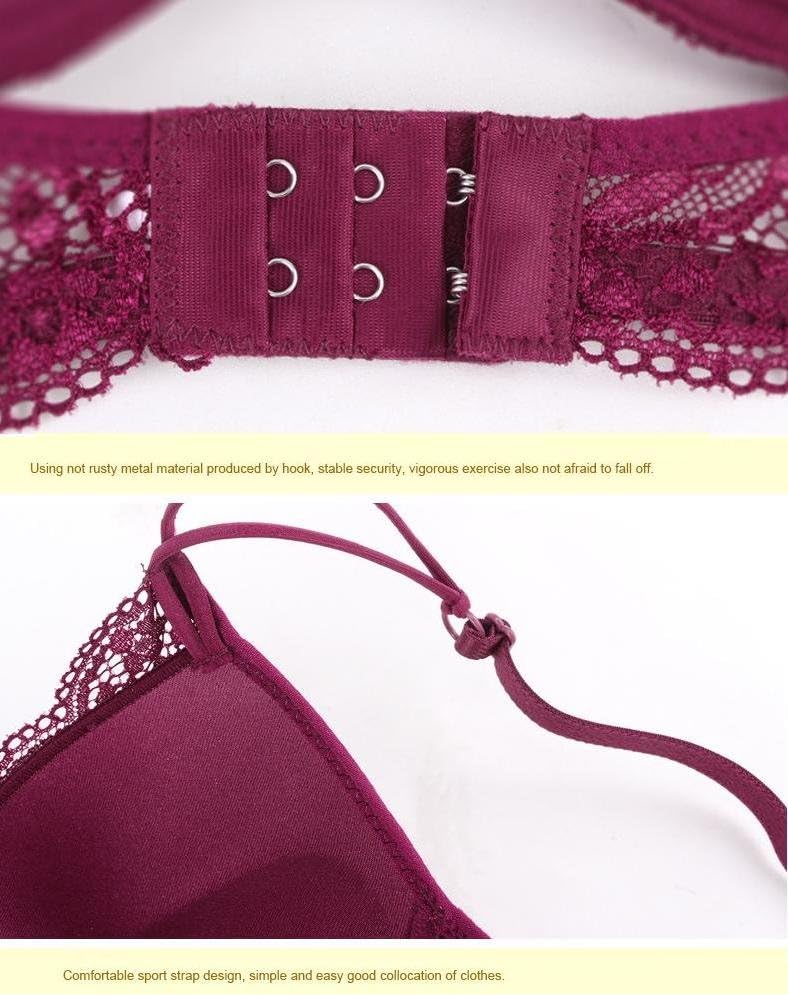 Women's Lumiere Lace Push Up Embroidery Bras Set Lace Lingerie Bra and Panties