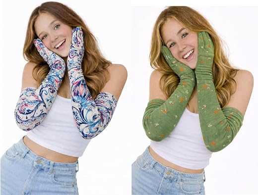 CLUZE Women's Driving Gloves, Printed Cotton Full Hand Summer Gloves for Protection from Sun Burn/Heat/Pollution (Pack of ...