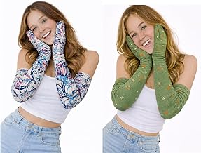 Women's Driving Gloves, Printed Cotton Full Hand Summer Gloves for Protection from Sun Burn/Heat/Pollution (Pack of 2 Pairs)