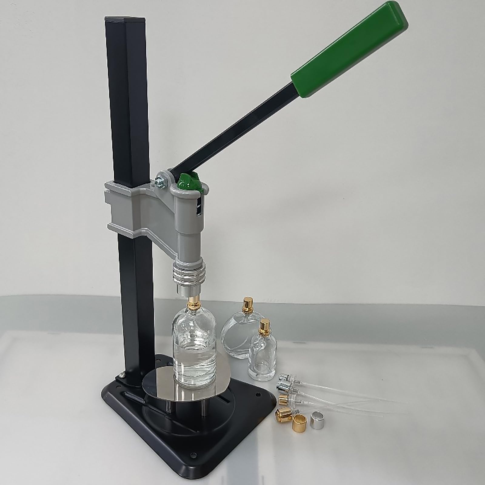 13 mm Hand-Crimper Vial Sealer – Manueller Flaschenverschluss für Parfümflaschen, Kunststoffkappen – höhenverstellbare Crimpmaschine und Parfümversiegelungswerkzeug