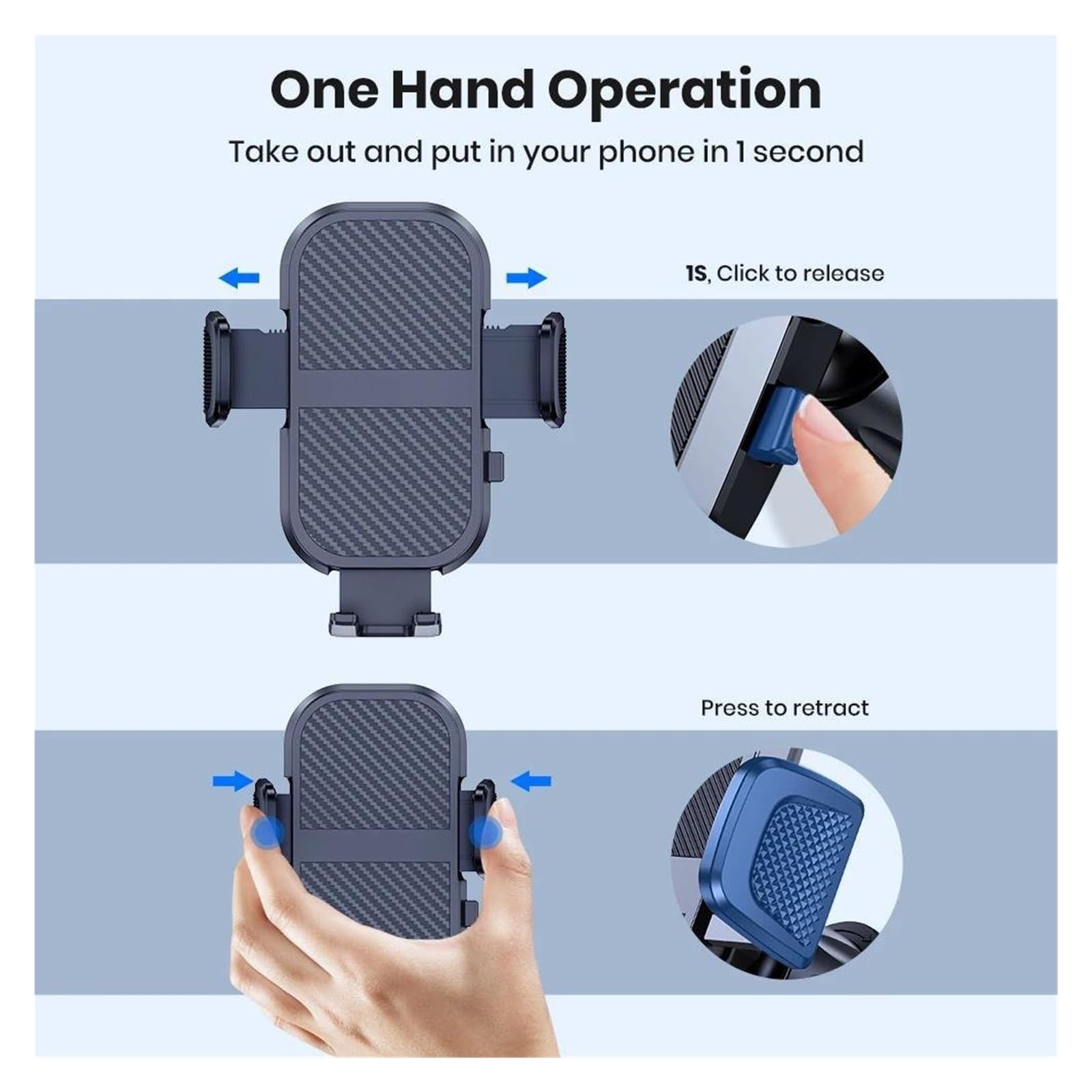 Porta Cellulare Auto Supporto per cellulare con presa d'aria per auto, gancio metallico retrattile a tre punti di supporto