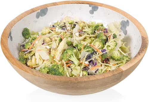 Miniatura 3 de PICNIC TIME Disney Mickey Mouse - Ensaladera de madera de mango, cuenco para servir, (madera de mango) 13.5 x 13.5 x 4.3 pulgadas